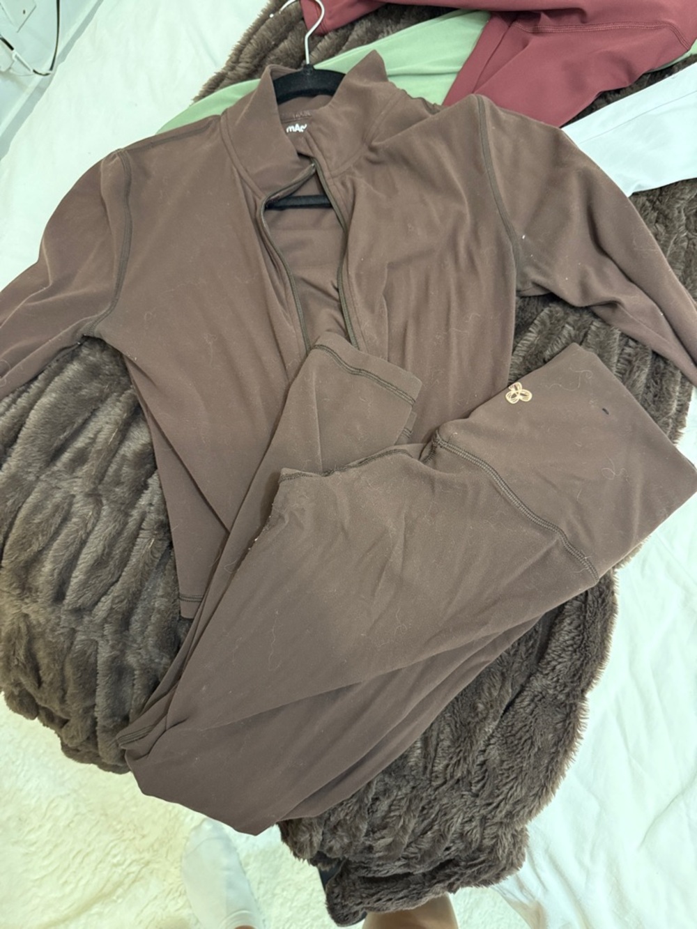 TNA Brown Athletic Zip butter Jacket & Leggings Set